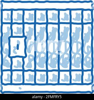 Police Prison Bar Gate doodle icon hand drawn illustration Stock Vector