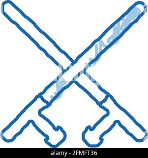 Crossed Police Batons doodle icon hand drawn illustration Stock Vector