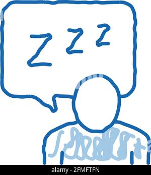 Human Zzz In Quote Frame doodle icon hand drawn illustration Stock Vector