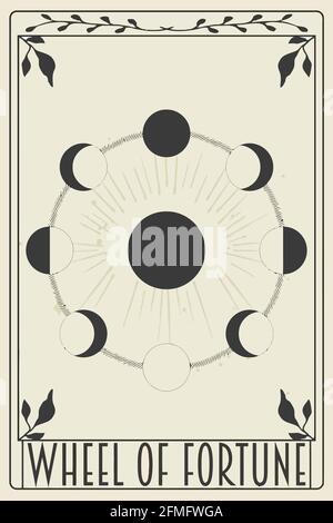 wheel of fortune tarot card illustration  fortune telling occult Stock Photo