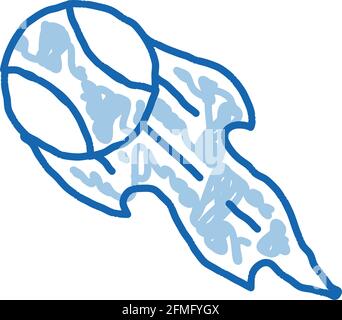 Tennis Ball Flame doodle icon hand drawn illustration Stock Vector