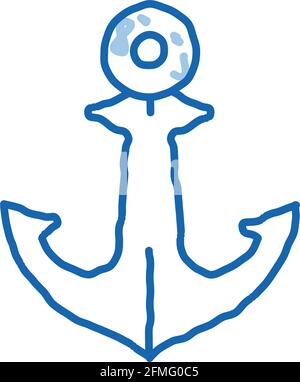 Boat Anchor doodle icon hand drawn illustration Stock Vector