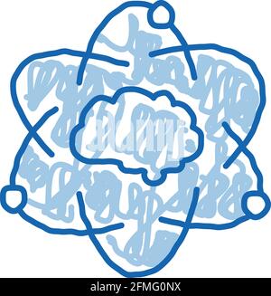 Atom Human Brain doodle icon hand drawn illustration Stock Vector