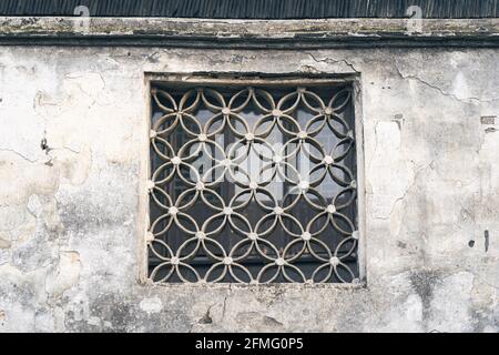 Chinese traditional stone wall and stone window background Stock Photo
