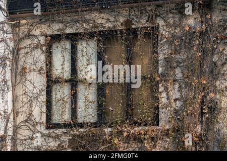 Chinese traditional stone wall and stone window background Stock Photo