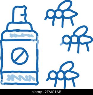 Mosquito Spray doodle icon hand drawn illustration Stock Vector