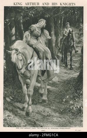 King Arthur and his Knights - Enid and Geraint from the painting by Rowland Wheelwright. Stock Photo