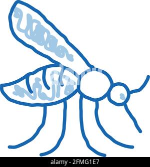 Malaria Mosquito doodle icon hand drawn illustration Stock Vector