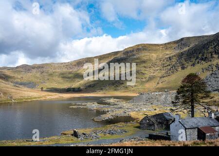 The abandoned Cwmorthin Slate Quarry at Blaenau Ffestiniog in Snowdonia, Wales Stock Photo