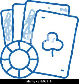 Playing Cards doodle icon hand drawn illustration Stock Vector
