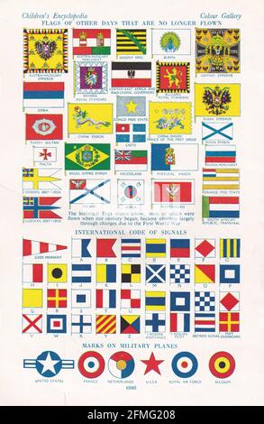 Flags that are no longer flying / International Code of Signals / Marks on Military Planes 1940s. Stock Photo