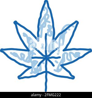 Hemp Plant Leaf doodle icon hand drawn illustration Stock Vector