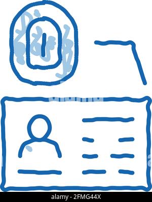 Fingerprint Scan doodle icon hand drawn illustration Stock Vector