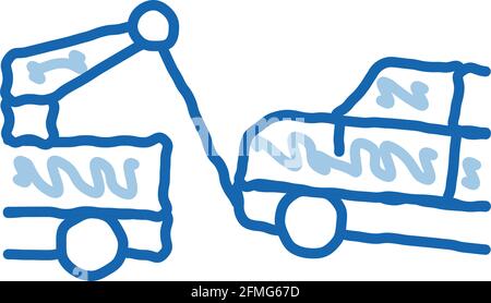 Towing Broken Car doodle icon hand drawn illustration Stock Vector