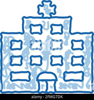Hospital Building doodle icon hand drawn illustration Stock Vector