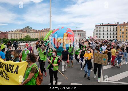 Lyon (France), May 09, 2021. New march for a real climate law. Stock Photo