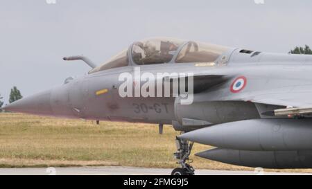 Evreux Air Base France JULY, 14, 2019 Dassault Rafale of French Air and Space Force on the runway Stock Photo