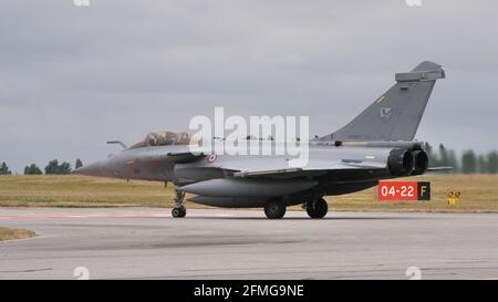 Evreux Air Base France JULY, 14, 2019 Dassault Rafale of French Air and Space Force on the runway Stock Photo