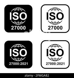 Iso 27000 icon. Information Security Management System. Standard quality symbol. Vector button sign isolated on white background . Stock Vector