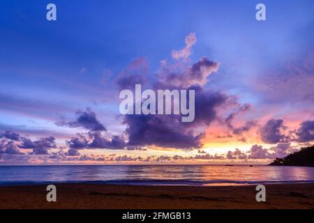 Beautiful Twilight sky after sunset on the beach at khaolak, phangnga Thailand, nature scenery concept Stock Photo