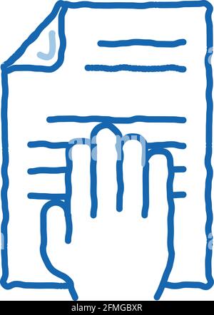 Hand On Document doodle icon hand drawn illustration Stock Vector