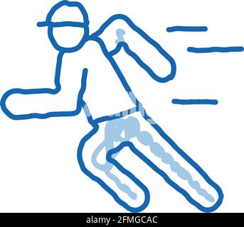 Running Player doodle icon hand drawn illustration Stock Vector