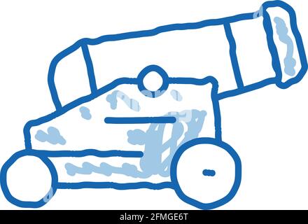 Vintage Cannon doodle icon hand drawn illustration Stock Vector