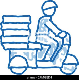 Pizza Delivery doodle icon hand drawn illustration Stock Vector