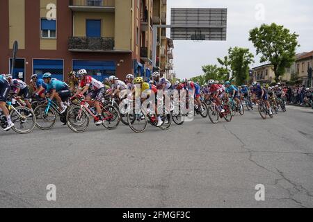 VERCELLI, ITALIA - MAY 9, 2021: The crossing of the Giro d'Italia in the city of Vercelli Stock Photo