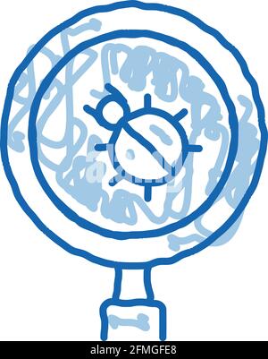 Bug Magnifier doodle icon hand drawn illustration Stock Vector
