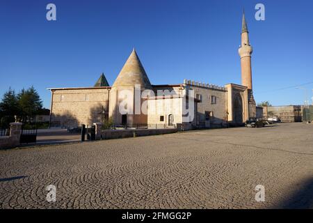 13th-century Anatolian Selcuklu religious architecture with original wooden columns the Esrefoglu Mosque in Beysehir, Konya Stock Photo