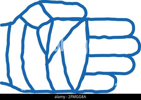 Fist in Protective Bandage doodle icon hand drawn illustration Stock Vector