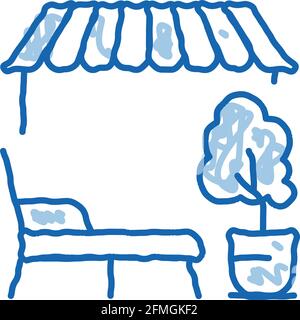 Terrace on the Street doodle icon hand drawn illustration Stock Vector