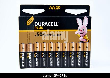 Duracell Plus high performance alkaline batteries Stock Photo