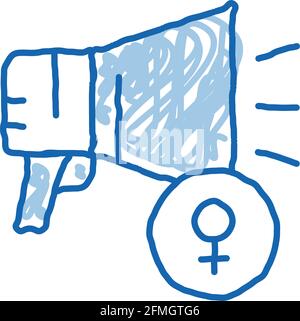 Loudspeaker doodle icon hand drawn illustration Stock Vector