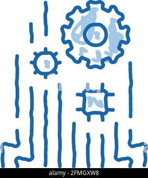 Mechanism Chip doodle icon hand drawn illustration Stock Vector