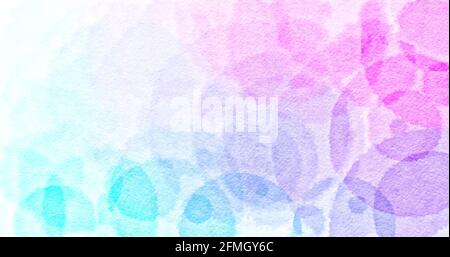 Watercolor background image geometric shapes circles blue purple pink Stock Photo