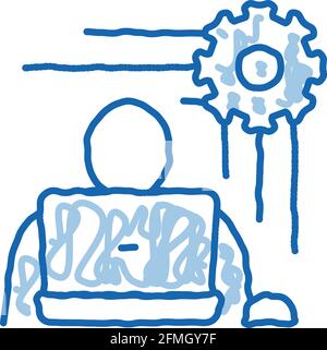Programmer Work doodle icon hand drawn illustration Stock Vector