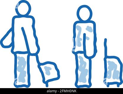Passengers With Baggage doodle icon hand drawn illustration Stock Vector