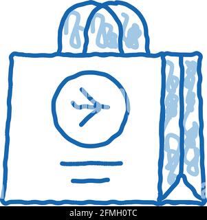 Duty Free Bag Airport Shop doodle icon hand drawn illustration Stock Vector