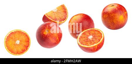 Blood red orange fruits isolated on white background Stock Photo