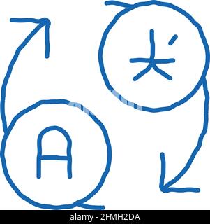 Language Translation Arrows doodle icon hand drawn illustration Stock Vector