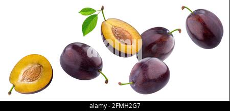 Plums isolated on white background with clipping path Stock Photo