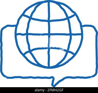 Earth Globe In Quote Frame doodle icon hand drawn illustration Stock Vector