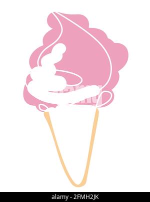 Continuous line drawing. Ice cream. Black isolated on white background. Hand drawn vector illustration. colorful Stock Vector