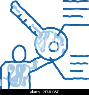 Businessman Holding Key doodle icon hand drawn illustration Stock Vector