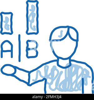 Statistician Assistant Man doodle icon hand drawn illustration Stock Vector
