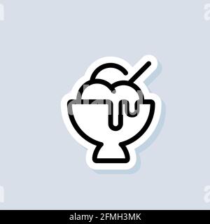 Ice cream sticker. Ice cream logo. Parfait, frozen yogurt, ice cream sundae, vanilla, chocolate. Vector on isolated background. EPS 10. Stock Vector