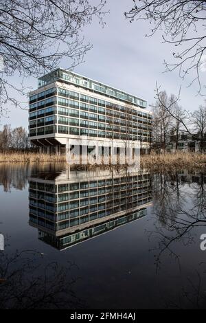 Munkkiniemen puistotie 25. Former Kone Corporation HQ, designed by Markku Petäjä, turned in to residential building in Munkkiniemi, Helsinki, Finland. Stock Photo