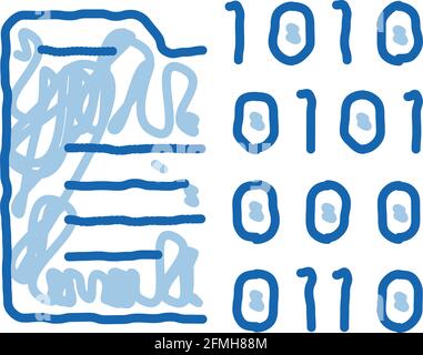 Binary Code doodle icon hand drawn illustration Stock Vector Image ...